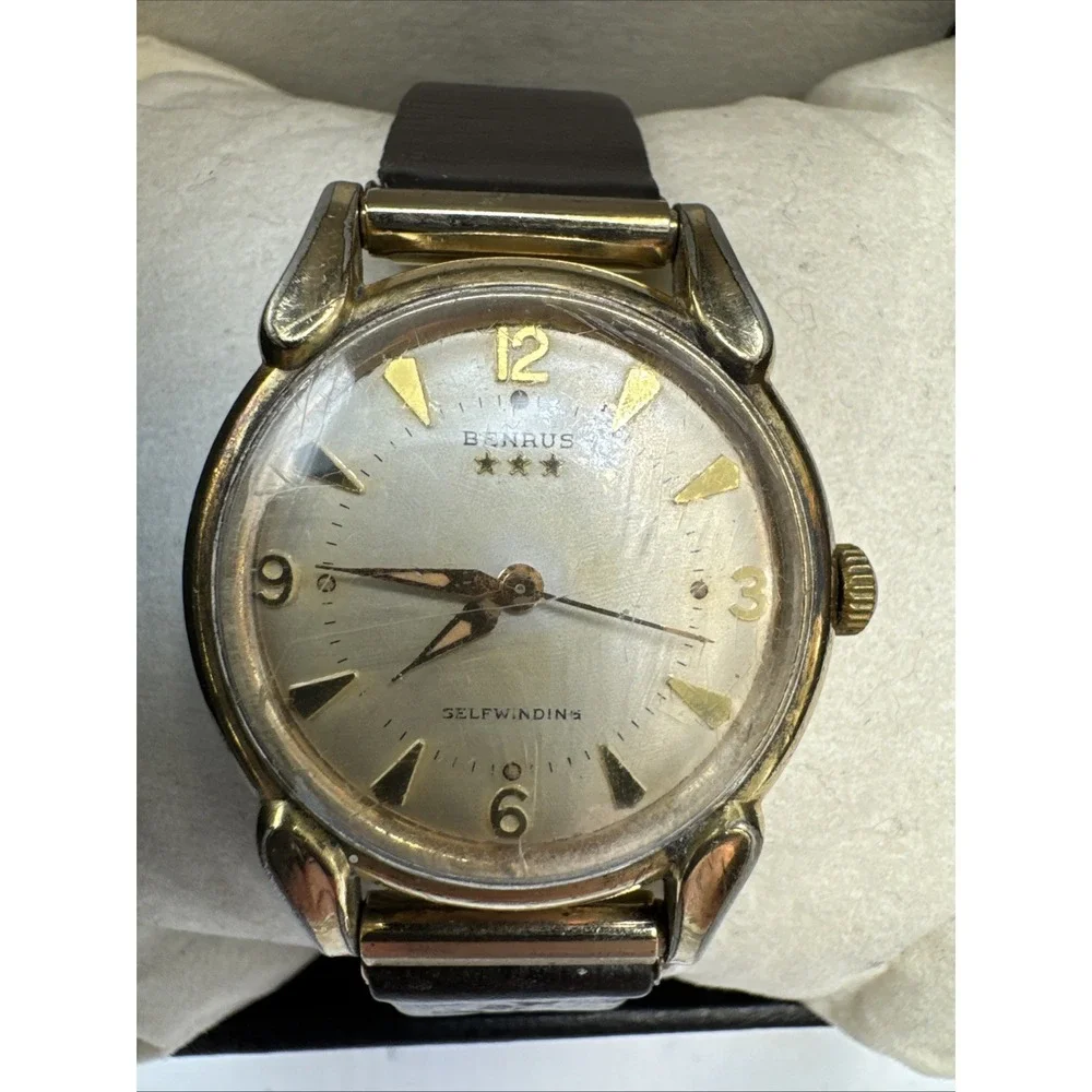 BENRUS 3 Star Selfwinding Watch 10k RGP Bezel Self Winding Vintage